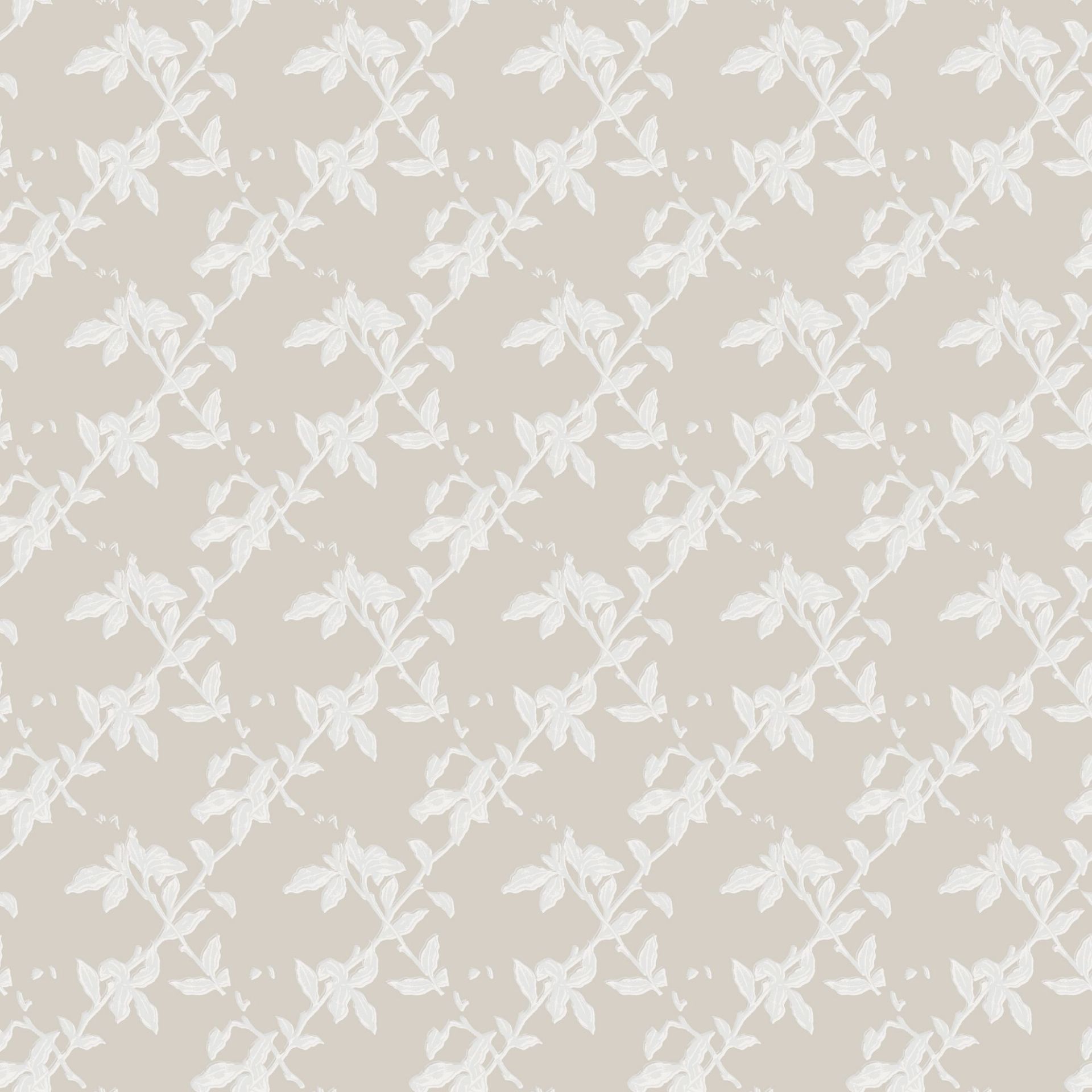 Nærbilde av Lycke Små Blad 2. Er en tapet med harlequin-mønster av bladverk i landlig stil. 