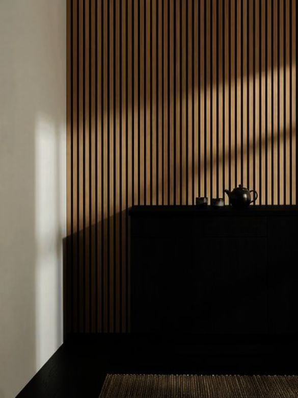 Bilde av Akustikkpanel 300cm Klassisk Eik Sort MDF + Sort Filt